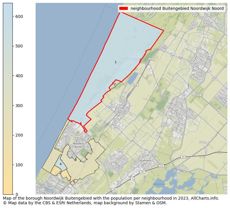 Map of the borough Noordwijk Buitengebied with the population per neighbourhood in 2023. This page shows a lot of information about residents (such as the distribution by age groups, family composition, gender, native or Dutch with an immigration background, ...), homes (numbers, types, price development, use, type of property, ...) and more (car ownership, energy consumption, ...) based on open data from the Dutch Central Bureau of Statistics and various other sources!
