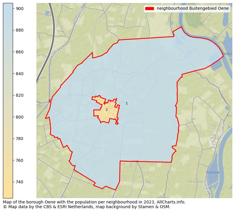 Map of the borough Oene with the population per neighbourhood in 2023. This page shows a lot of information about residents (such as the distribution by age groups, family composition, gender, native or Dutch with an immigration background, ...), homes (numbers, types, price development, use, type of property, ...) and more (car ownership, energy consumption, ...) based on open data from the Dutch Central Bureau of Statistics and various other sources!