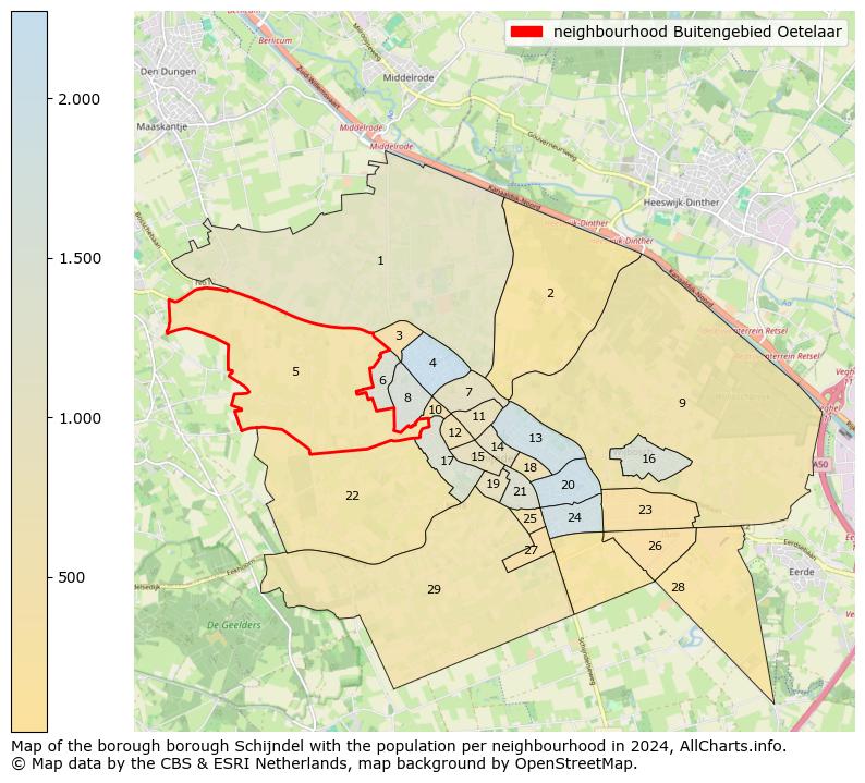 Image of the neighbourhood Buitengebied Oetelaar at the map. This image is used as introduction to this page. This page shows a lot of information about the population in the neighbourhood Buitengebied Oetelaar (such as the distribution by age groups of the residents, the composition of households, whether inhabitants are natives or Dutch with an immigration background, data about the houses (numbers, types, price development, use, type of property, ...) and more (car ownership, energy consumption, ...) based on open data from the Dutch Central Bureau of Statistics and various other sources!