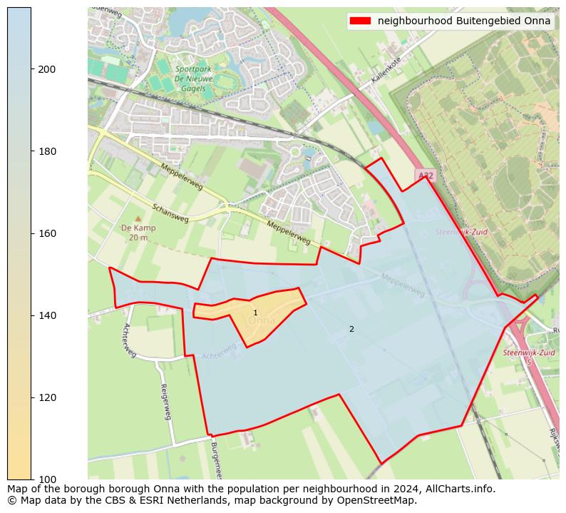 Image of the neighbourhood Buitengebied Onna at the map. This image is used as introduction to this page. This page shows a lot of information about the population in the neighbourhood Buitengebied Onna (such as the distribution by age groups of the residents, the composition of households, whether inhabitants are natives or Dutch with an immigration background, data about the houses (numbers, types, price development, use, type of property, ...) and more (car ownership, energy consumption, ...) based on open data from the Dutch Central Bureau of Statistics and various other sources!