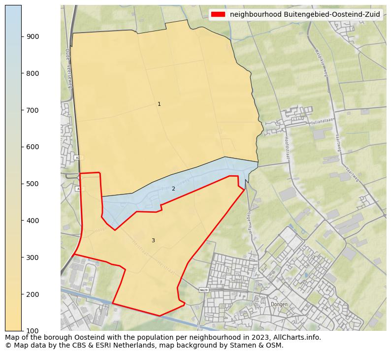Map of the borough Oosteind with the population per neighbourhood in 2023. This page shows a lot of information about residents (such as the distribution by age groups, family composition, gender, native or Dutch with an immigration background, ...), homes (numbers, types, price development, use, type of property, ...) and more (car ownership, energy consumption, ...) based on open data from the Dutch Central Bureau of Statistics and various other sources!