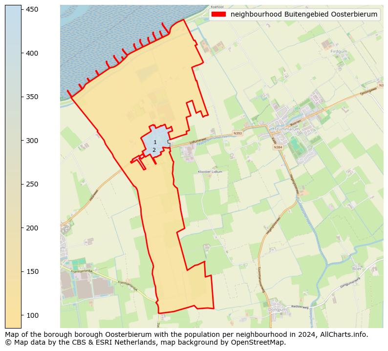 Image of the neighbourhood Buitengebied Oosterbierum at the map. This image is used as introduction to this page. This page shows a lot of information about the population in the neighbourhood Buitengebied Oosterbierum (such as the distribution by age groups of the residents, the composition of households, whether inhabitants are natives or Dutch with an immigration background, data about the houses (numbers, types, price development, use, type of property, ...) and more (car ownership, energy consumption, ...) based on open data from the Dutch Central Bureau of Statistics and various other sources!