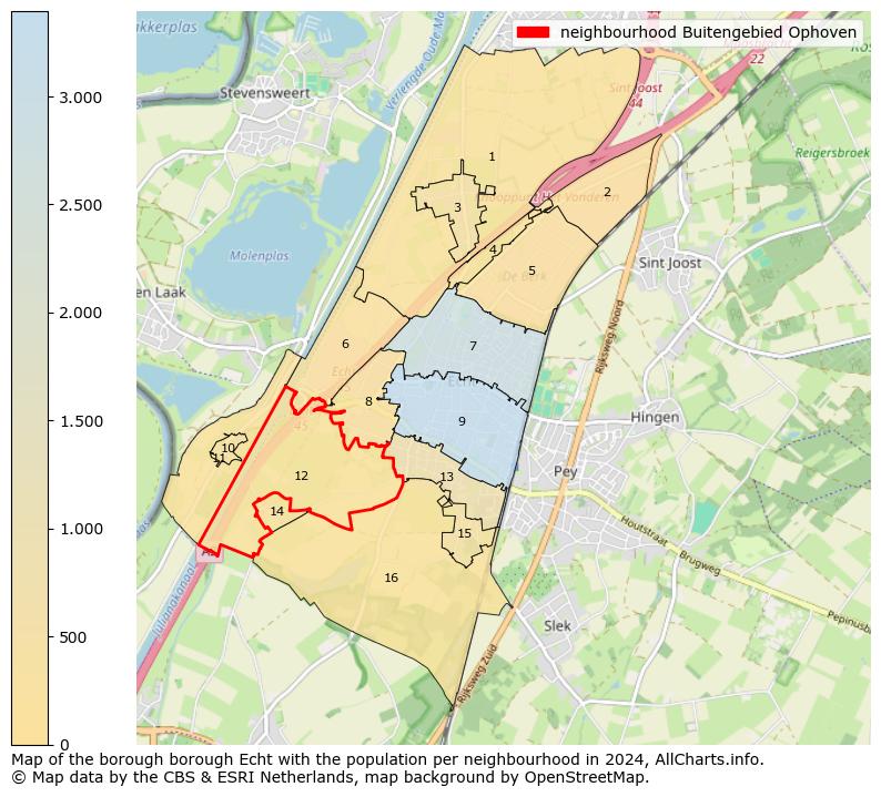 Image of the neighbourhood Buitengebied Ophoven at the map. This image is used as introduction to this page. This page shows a lot of information about the population in the neighbourhood Buitengebied Ophoven (such as the distribution by age groups of the residents, the composition of households, whether inhabitants are natives or Dutch with an immigration background, data about the houses (numbers, types, price development, use, type of property, ...) and more (car ownership, energy consumption, ...) based on open data from the Dutch Central Bureau of Statistics and various other sources!