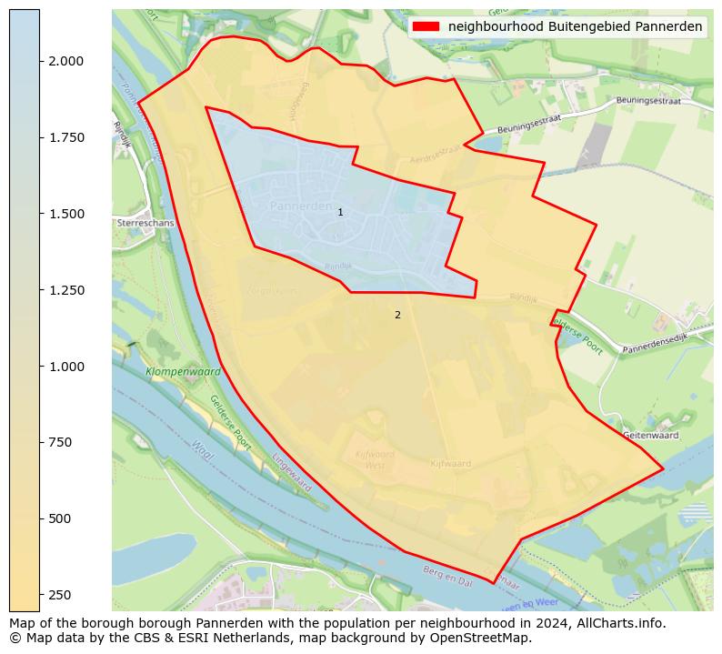 Image of the neighbourhood Buitengebied Pannerden at the map. This image is used as introduction to this page. This page shows a lot of information about the population in the neighbourhood Buitengebied Pannerden (such as the distribution by age groups of the residents, the composition of households, whether inhabitants are natives or Dutch with an immigration background, data about the houses (numbers, types, price development, use, type of property, ...) and more (car ownership, energy consumption, ...) based on open data from the Dutch Central Bureau of Statistics and various other sources!