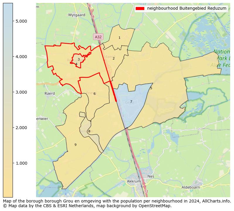 Image of the neighbourhood Buitengebied Reduzum at the map. This image is used as introduction to this page. This page shows a lot of information about the population in the neighbourhood Buitengebied Reduzum (such as the distribution by age groups of the residents, the composition of households, whether inhabitants are natives or Dutch with an immigration background, data about the houses (numbers, types, price development, use, type of property, ...) and more (car ownership, energy consumption, ...) based on open data from the Dutch Central Bureau of Statistics and various other sources!