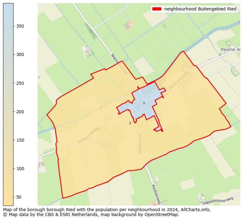 Image of the neighbourhood Buitengebied Ried at the map. This image is used as introduction to this page. This page shows a lot of information about the population in the neighbourhood Buitengebied Ried (such as the distribution by age groups of the residents, the composition of households, whether inhabitants are natives or Dutch with an immigration background, data about the houses (numbers, types, price development, use, type of property, ...) and more (car ownership, energy consumption, ...) based on open data from the Dutch Central Bureau of Statistics and various other sources!