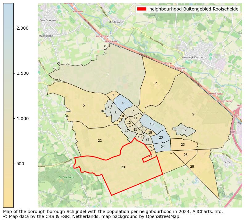 Image of the neighbourhood Buitengebied Rooiseheide at the map. This image is used as introduction to this page. This page shows a lot of information about the population in the neighbourhood Buitengebied Rooiseheide (such as the distribution by age groups of the residents, the composition of households, whether inhabitants are natives or Dutch with an immigration background, data about the houses (numbers, types, price development, use, type of property, ...) and more (car ownership, energy consumption, ...) based on open data from the Dutch Central Bureau of Statistics and various other sources!