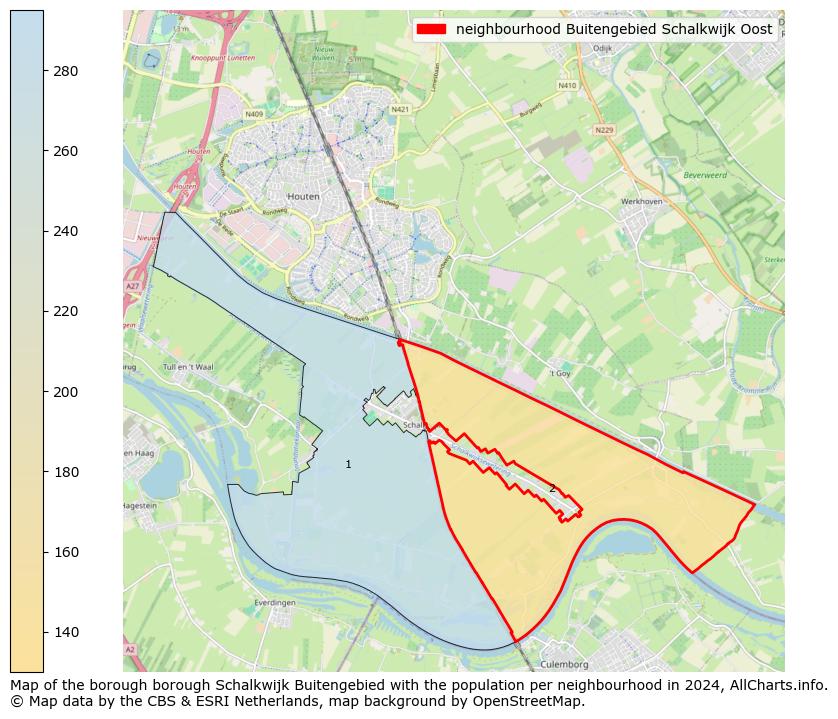 Image of the neighbourhood Buitengebied Schalkwijk Oost at the map. This image is used as introduction to this page. This page shows a lot of information about the population in the neighbourhood Buitengebied Schalkwijk Oost (such as the distribution by age groups of the residents, the composition of households, whether inhabitants are natives or Dutch with an immigration background, data about the houses (numbers, types, price development, use, type of property, ...) and more (car ownership, energy consumption, ...) based on open data from the Dutch Central Bureau of Statistics and various other sources!