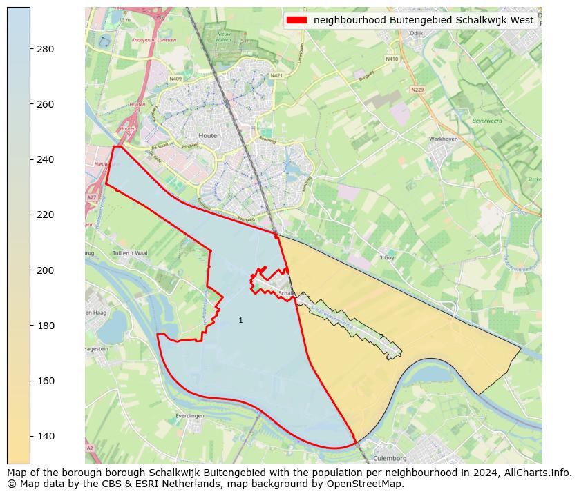 Image of the neighbourhood Buitengebied Schalkwijk West at the map. This image is used as introduction to this page. This page shows a lot of information about the population in the neighbourhood Buitengebied Schalkwijk West (such as the distribution by age groups of the residents, the composition of households, whether inhabitants are natives or Dutch with an immigration background, data about the houses (numbers, types, price development, use, type of property, ...) and more (car ownership, energy consumption, ...) based on open data from the Dutch Central Bureau of Statistics and various other sources!