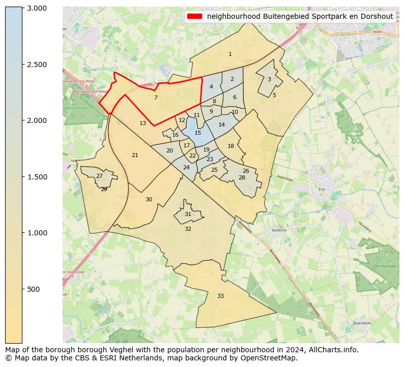 Image of the neighbourhood Buitengebied Sportpark en Dorshout at the map. This image is used as introduction to this page. This page shows a lot of information about the population in the neighbourhood Buitengebied Sportpark en Dorshout (such as the distribution by age groups of the residents, the composition of households, whether inhabitants are natives or Dutch with an immigration background, data about the houses (numbers, types, price development, use, type of property, ...) and more (car ownership, energy consumption, ...) based on open data from the Dutch Central Bureau of Statistics and various other sources!