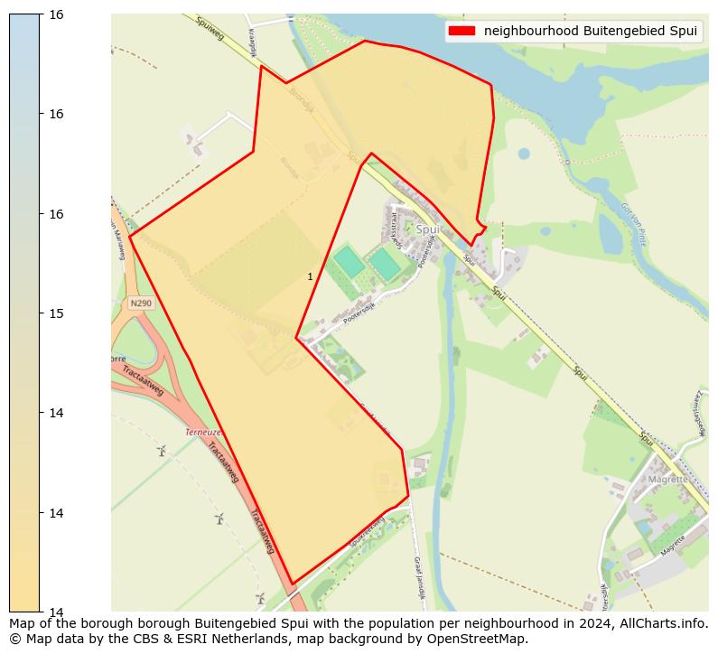 Image of the neighbourhood Buitengebied Spui at the map. This image is used as introduction to this page. This page shows a lot of information about the population in the neighbourhood Buitengebied Spui (such as the distribution by age groups of the residents, the composition of households, whether inhabitants are natives or Dutch with an immigration background, data about the houses (numbers, types, price development, use, type of property, ...) and more (car ownership, energy consumption, ...) based on open data from the Dutch Central Bureau of Statistics and various other sources!