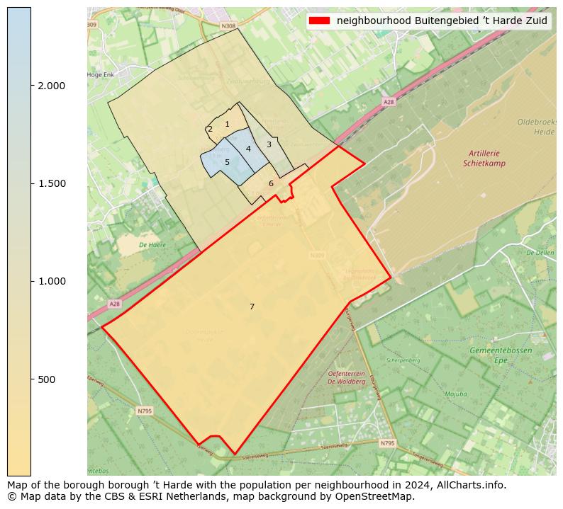 Image of the neighbourhood Buitengebied ’t Harde Zuid at the map. This image is used as introduction to this page. This page shows a lot of information about the population in the neighbourhood Buitengebied ’t Harde Zuid (such as the distribution by age groups of the residents, the composition of households, whether inhabitants are natives or Dutch with an immigration background, data about the houses (numbers, types, price development, use, type of property, ...) and more (car ownership, energy consumption, ...) based on open data from the Dutch Central Bureau of Statistics and various other sources!