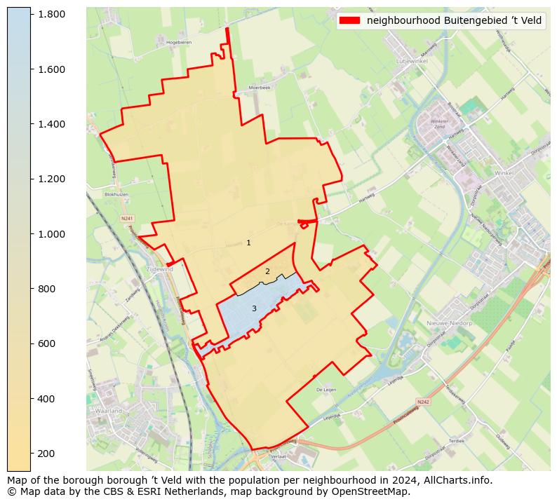 Image of the neighbourhood Buitengebied ’t Veld at the map. This image is used as introduction to this page. This page shows a lot of information about the population in the neighbourhood Buitengebied ’t Veld (such as the distribution by age groups of the residents, the composition of households, whether inhabitants are natives or Dutch with an immigration background, data about the houses (numbers, types, price development, use, type of property, ...) and more (car ownership, energy consumption, ...) based on open data from the Dutch Central Bureau of Statistics and various other sources!