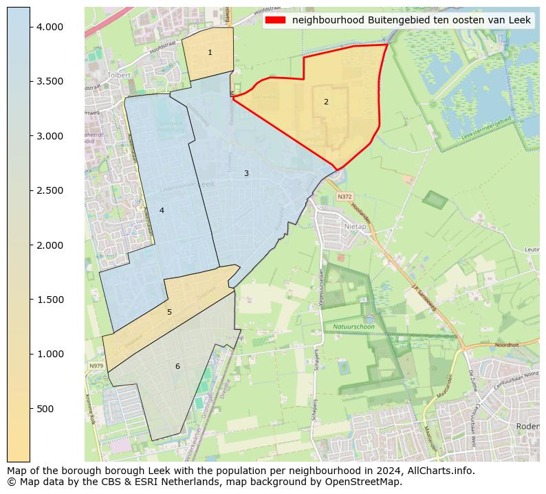 Image of the neighbourhood Buitengebied ten oosten van Leek at the map. This image is used as introduction to this page. This page shows a lot of information about the population in the neighbourhood Buitengebied ten oosten van Leek (such as the distribution by age groups of the residents, the composition of households, whether inhabitants are natives or Dutch with an immigration background, data about the houses (numbers, types, price development, use, type of property, ...) and more (car ownership, energy consumption, ...) based on open data from the Dutch Central Bureau of Statistics and various other sources!