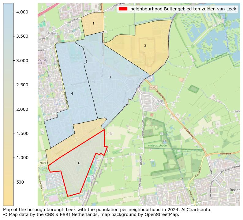 Image of the neighbourhood Buitengebied ten zuiden van Leek at the map. This image is used as introduction to this page. This page shows a lot of information about the population in the neighbourhood Buitengebied ten zuiden van Leek (such as the distribution by age groups of the residents, the composition of households, whether inhabitants are natives or Dutch with an immigration background, data about the houses (numbers, types, price development, use, type of property, ...) and more (car ownership, energy consumption, ...) based on open data from the Dutch Central Bureau of Statistics and various other sources!