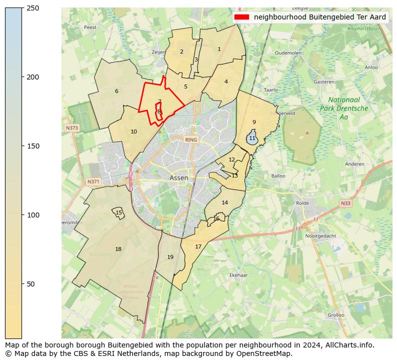 Image of the neighbourhood Buitengebied Ter Aard at the map. This image is used as introduction to this page. This page shows a lot of information about the population in the neighbourhood Buitengebied Ter Aard (such as the distribution by age groups of the residents, the composition of households, whether inhabitants are natives or Dutch with an immigration background, data about the houses (numbers, types, price development, use, type of property, ...) and more (car ownership, energy consumption, ...) based on open data from the Dutch Central Bureau of Statistics and various other sources!