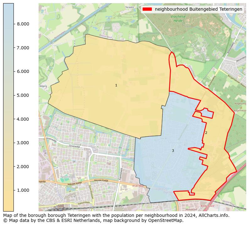 Image of the neighbourhood Buitengebied Teteringen at the map. This image is used as introduction to this page. This page shows a lot of information about the population in the neighbourhood Buitengebied Teteringen (such as the distribution by age groups of the residents, the composition of households, whether inhabitants are natives or Dutch with an immigration background, data about the houses (numbers, types, price development, use, type of property, ...) and more (car ownership, energy consumption, ...) based on open data from the Dutch Central Bureau of Statistics and various other sources!