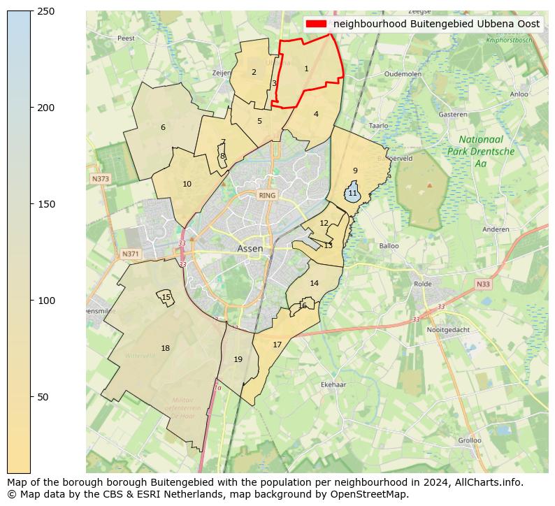 Image of the neighbourhood Buitengebied Ubbena Oost at the map. This image is used as introduction to this page. This page shows a lot of information about the population in the neighbourhood Buitengebied Ubbena Oost (such as the distribution by age groups of the residents, the composition of households, whether inhabitants are natives or Dutch with an immigration background, data about the houses (numbers, types, price development, use, type of property, ...) and more (car ownership, energy consumption, ...) based on open data from the Dutch Central Bureau of Statistics and various other sources!