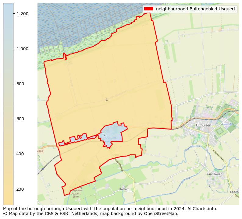 Image of the neighbourhood Buitengebied Usquert at the map. This image is used as introduction to this page. This page shows a lot of information about the population in the neighbourhood Buitengebied Usquert (such as the distribution by age groups of the residents, the composition of households, whether inhabitants are natives or Dutch with an immigration background, data about the houses (numbers, types, price development, use, type of property, ...) and more (car ownership, energy consumption, ...) based on open data from the Dutch Central Bureau of Statistics and various other sources!