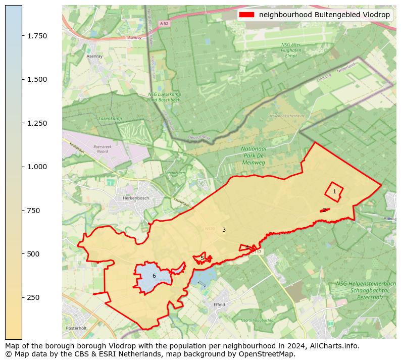 Image of the neighbourhood Buitengebied Vlodrop at the map. This image is used as introduction to this page. This page shows a lot of information about the population in the neighbourhood Buitengebied Vlodrop (such as the distribution by age groups of the residents, the composition of households, whether inhabitants are natives or Dutch with an immigration background, data about the houses (numbers, types, price development, use, type of property, ...) and more (car ownership, energy consumption, ...) based on open data from the Dutch Central Bureau of Statistics and various other sources!