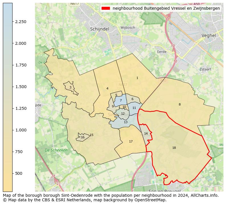 Image of the neighbourhood Buitengebied Vressel en Zwijnsbergen at the map. This image is used as introduction to this page. This page shows a lot of information about the population in the neighbourhood Buitengebied Vressel en Zwijnsbergen (such as the distribution by age groups of the residents, the composition of households, whether inhabitants are natives or Dutch with an immigration background, data about the houses (numbers, types, price development, use, type of property, ...) and more (car ownership, energy consumption, ...) based on open data from the Dutch Central Bureau of Statistics and various other sources!