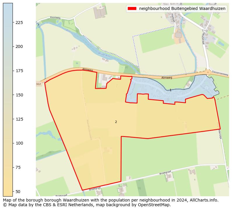 Image of the neighbourhood Buitengebied Waardhuizen at the map. This image is used as introduction to this page. This page shows a lot of information about the population in the neighbourhood Buitengebied Waardhuizen (such as the distribution by age groups of the residents, the composition of households, whether inhabitants are natives or Dutch with an immigration background, data about the houses (numbers, types, price development, use, type of property, ...) and more (car ownership, energy consumption, ...) based on open data from the Dutch Central Bureau of Statistics and various other sources!