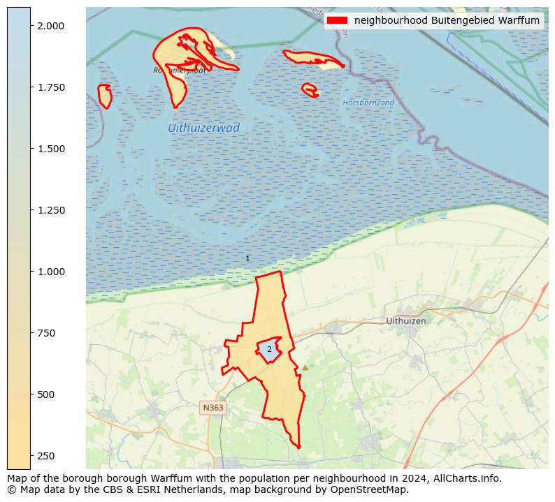 Image of the neighbourhood Buitengebied Warffum at the map. This image is used as introduction to this page. This page shows a lot of information about the population in the neighbourhood Buitengebied Warffum (such as the distribution by age groups of the residents, the composition of households, whether inhabitants are natives or Dutch with an immigration background, data about the houses (numbers, types, price development, use, type of property, ...) and more (car ownership, energy consumption, ...) based on open data from the Dutch Central Bureau of Statistics and various other sources!