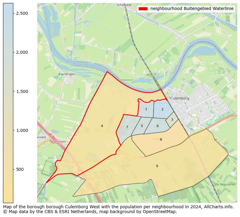 Image of the neighbourhood Buitengebied Waterlinie at the map. This image is used as introduction to this page. This page shows a lot of information about the population in the neighbourhood Buitengebied Waterlinie (such as the distribution by age groups of the residents, the composition of households, whether inhabitants are natives or Dutch with an immigration background, data about the houses (numbers, types, price development, use, type of property, ...) and more (car ownership, energy consumption, ...) based on open data from the Dutch Central Bureau of Statistics and various other sources!