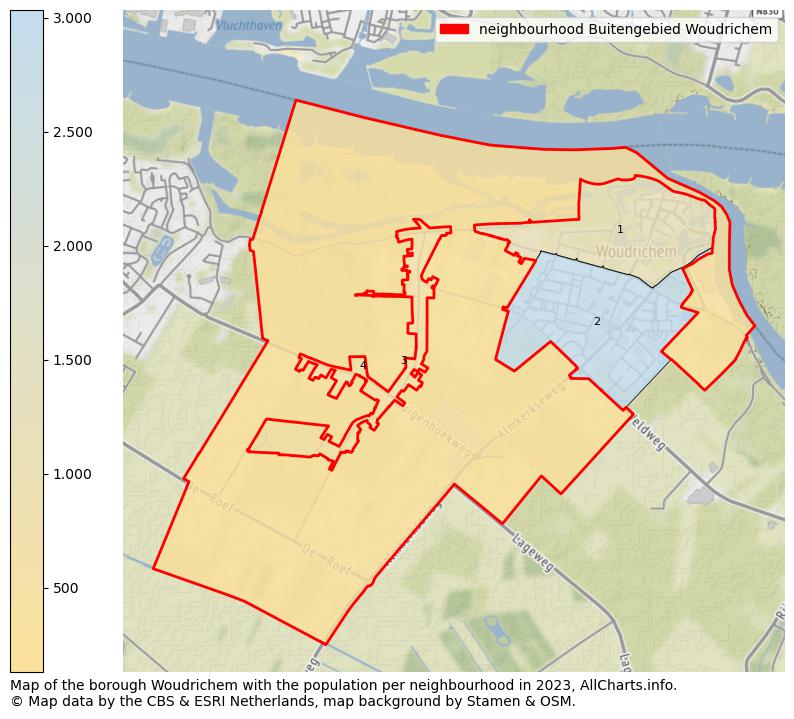 Map of the borough Woudrichem with the population per neighbourhood in 2023. This page shows a lot of information about residents (such as the distribution by age groups, family composition, gender, native or Dutch with an immigration background, ...), homes (numbers, types, price development, use, type of property, ...) and more (car ownership, energy consumption, ...) based on open data from the Dutch Central Bureau of Statistics and various other sources!