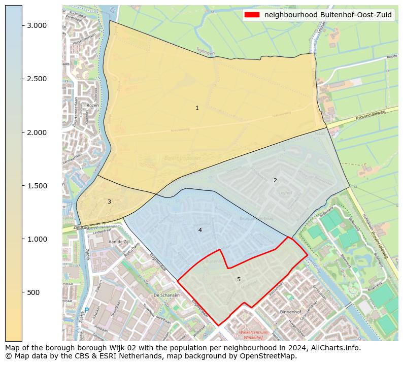 Image of the neighbourhood Buitenhof-Oost-Zuid at the map. This image is used as introduction to this page. This page shows a lot of information about the population in the neighbourhood Buitenhof-Oost-Zuid (such as the distribution by age groups of the residents, the composition of households, whether inhabitants are natives or Dutch with an immigration background, data about the houses (numbers, types, price development, use, type of property, ...) and more (car ownership, energy consumption, ...) based on open data from the Dutch Central Bureau of Statistics and various other sources!