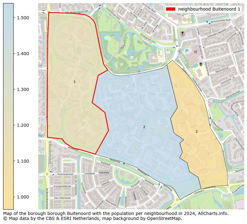 Image of the neighbourhood Buitenoord 1 at the map. This image is used as introduction to this page. This page shows a lot of information about the population in the neighbourhood Buitenoord 1 (such as the distribution by age groups of the residents, the composition of households, whether inhabitants are natives or Dutch with an immigration background, data about the houses (numbers, types, price development, use, type of property, ...) and more (car ownership, energy consumption, ...) based on open data from the Dutch Central Bureau of Statistics and various other sources!