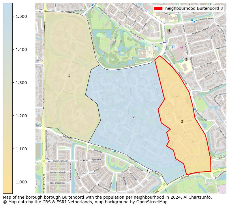 Image of the neighbourhood Buitenoord 3 at the map. This image is used as introduction to this page. This page shows a lot of information about the population in the neighbourhood Buitenoord 3 (such as the distribution by age groups of the residents, the composition of households, whether inhabitants are natives or Dutch with an immigration background, data about the houses (numbers, types, price development, use, type of property, ...) and more (car ownership, energy consumption, ...) based on open data from the Dutch Central Bureau of Statistics and various other sources!