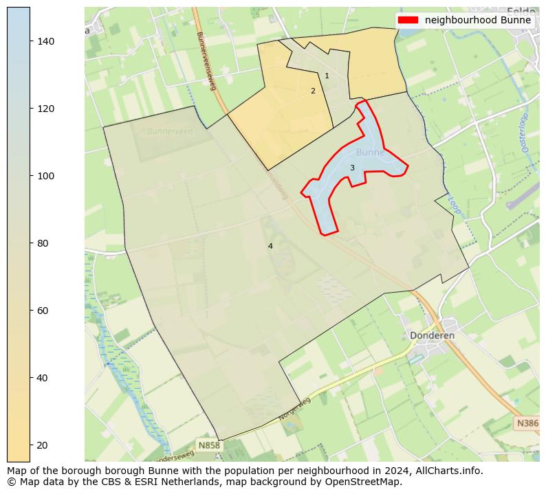 Image of the neighbourhood Bunne at the map. This image is used as introduction to this page. This page shows a lot of information about the population in the neighbourhood Bunne (such as the distribution by age groups of the residents, the composition of households, whether inhabitants are natives or Dutch with an immigration background, data about the houses (numbers, types, price development, use, type of property, ...) and more (car ownership, energy consumption, ...) based on open data from the Dutch Central Bureau of Statistics and various other sources!