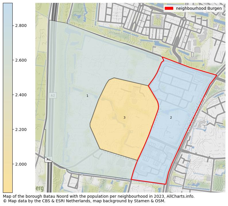 Map of the borough Batau Noord with the population per neighbourhood in 2023. This page shows a lot of information about residents (such as the distribution by age groups, family composition, gender, native or Dutch with an immigration background, ...), homes (numbers, types, price development, use, type of property, ...) and more (car ownership, energy consumption, ...) based on open data from the Dutch Central Bureau of Statistics and various other sources!