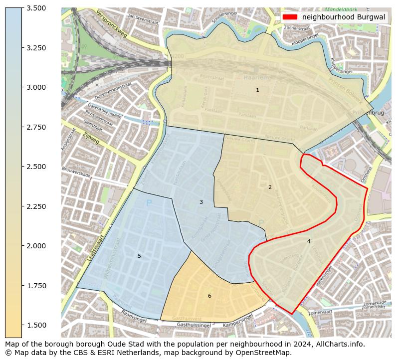 Image of the neighbourhood Burgwal at the map. This image is used as introduction to this page. This page shows a lot of information about the population in the neighbourhood Burgwal (such as the distribution by age groups of the residents, the composition of households, whether inhabitants are natives or Dutch with an immigration background, data about the houses (numbers, types, price development, use, type of property, ...) and more (car ownership, energy consumption, ...) based on open data from the Dutch Central Bureau of Statistics and various other sources!