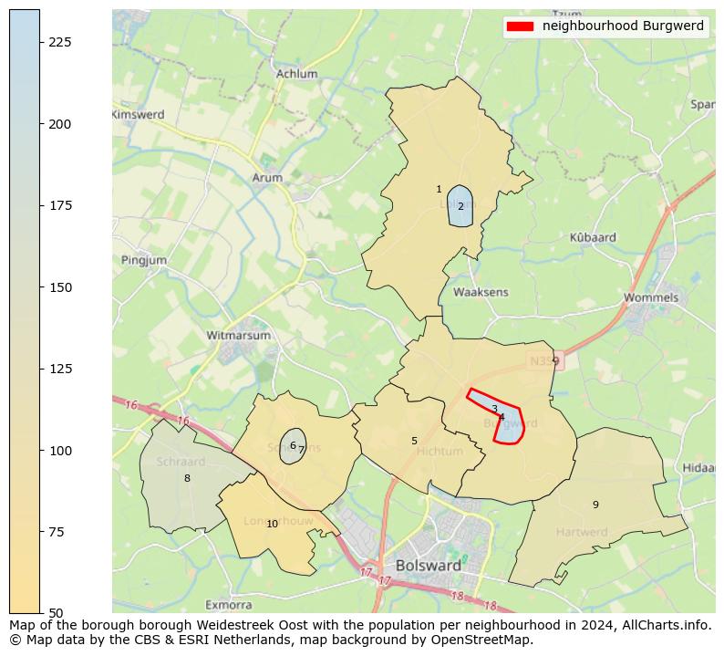 Image of the neighbourhood Burgwerd at the map. This image is used as introduction to this page. This page shows a lot of information about the population in the neighbourhood Burgwerd (such as the distribution by age groups of the residents, the composition of households, whether inhabitants are natives or Dutch with an immigration background, data about the houses (numbers, types, price development, use, type of property, ...) and more (car ownership, energy consumption, ...) based on open data from the Dutch Central Bureau of Statistics and various other sources!