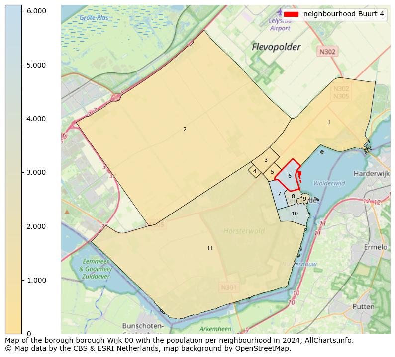 Image of the neighbourhood Buurt 4 at the map. This image is used as introduction to this page. This page shows a lot of information about the population in the neighbourhood Buurt 4 (such as the distribution by age groups of the residents, the composition of households, whether inhabitants are natives or Dutch with an immigration background, data about the houses (numbers, types, price development, use, type of property, ...) and more (car ownership, energy consumption, ...) based on open data from the Dutch Central Bureau of Statistics and various other sources!