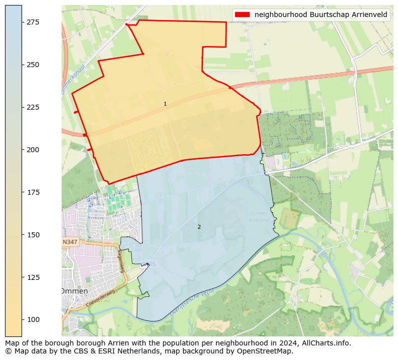 Image of the neighbourhood Buurtschap Arrienveld at the map. This image is used as introduction to this page. This page shows a lot of information about the population in the neighbourhood Buurtschap Arrienveld (such as the distribution by age groups of the residents, the composition of households, whether inhabitants are natives or Dutch with an immigration background, data about the houses (numbers, types, price development, use, type of property, ...) and more (car ownership, energy consumption, ...) based on open data from the Dutch Central Bureau of Statistics and various other sources!