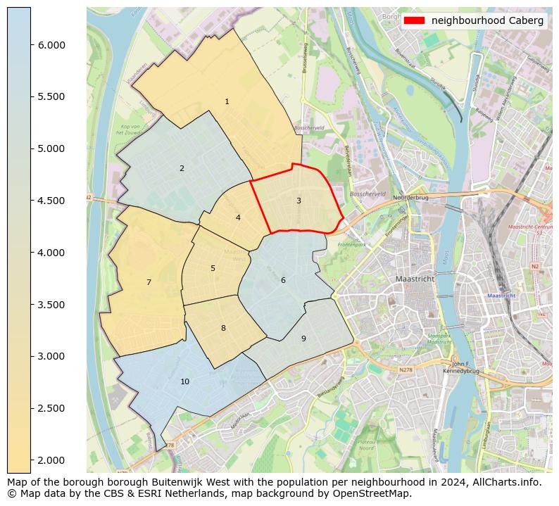 Image of the neighbourhood Caberg at the map. This image is used as introduction to this page. This page shows a lot of information about the population in the neighbourhood Caberg (such as the distribution by age groups of the residents, the composition of households, whether inhabitants are natives or Dutch with an immigration background, data about the houses (numbers, types, price development, use, type of property, ...) and more (car ownership, energy consumption, ...) based on open data from the Dutch Central Bureau of Statistics and various other sources!