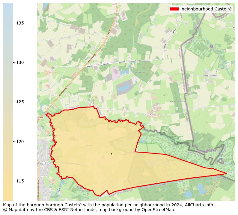 Image of the neighbourhood Castelré at the map. This image is used as introduction to this page. This page shows a lot of information about the population in the neighbourhood Castelré (such as the distribution by age groups of the residents, the composition of households, whether inhabitants are natives or Dutch with an immigration background, data about the houses (numbers, types, price development, use, type of property, ...) and more (car ownership, energy consumption, ...) based on open data from the Dutch Central Bureau of Statistics and various other sources!