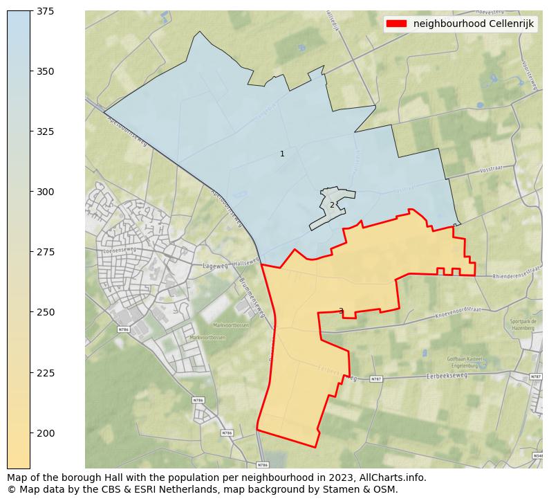 Map of the borough Hall with the population per neighbourhood in 2023. This page shows a lot of information about residents (such as the distribution by age groups, family composition, gender, native or Dutch with an immigration background, ...), homes (numbers, types, price development, use, type of property, ...) and more (car ownership, energy consumption, ...) based on open data from the Dutch Central Bureau of Statistics and various other sources!