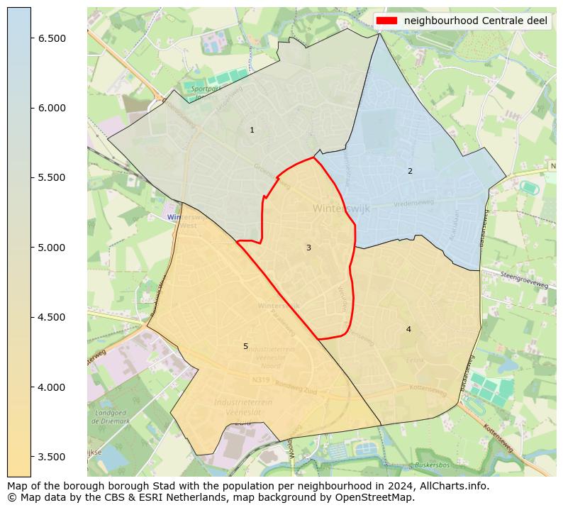 Image of the neighbourhood Centrale deel at the map. This image is used as introduction to this page. This page shows a lot of information about the population in the neighbourhood Centrale deel (such as the distribution by age groups of the residents, the composition of households, whether inhabitants are natives or Dutch with an immigration background, data about the houses (numbers, types, price development, use, type of property, ...) and more (car ownership, energy consumption, ...) based on open data from the Dutch Central Bureau of Statistics and various other sources!