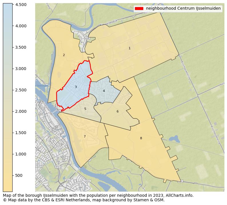 Map of the borough IJsselmuiden with the population per neighbourhood in 2023. This page shows a lot of information about residents (such as the distribution by age groups, family composition, gender, native or Dutch with an immigration background, ...), homes (numbers, types, price development, use, type of property, ...) and more (car ownership, energy consumption, ...) based on open data from the Dutch Central Bureau of Statistics and various other sources!