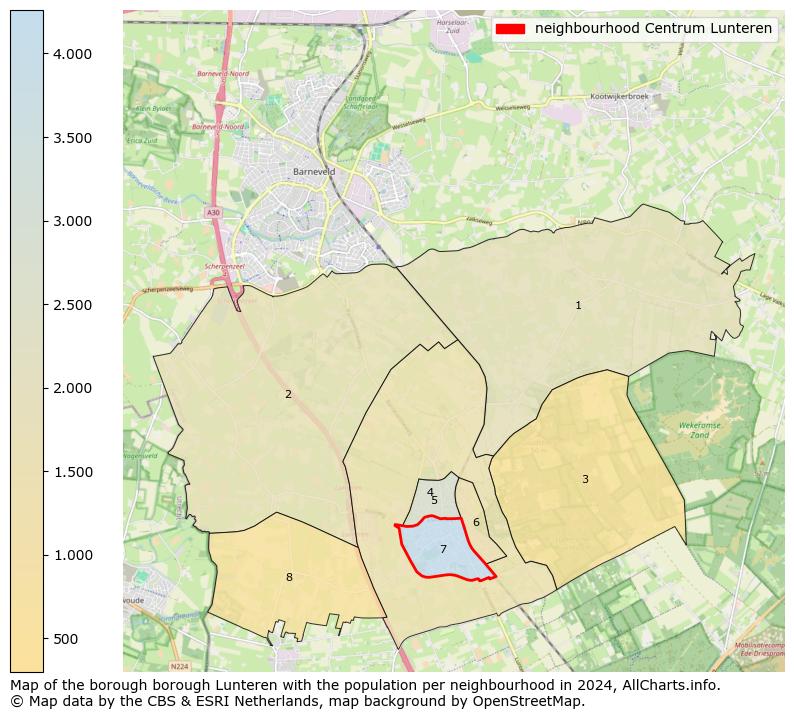 Image of the neighbourhood Centrum Lunteren at the map. This image is used as introduction to this page. This page shows a lot of information about the population in the neighbourhood Centrum Lunteren (such as the distribution by age groups of the residents, the composition of households, whether inhabitants are natives or Dutch with an immigration background, data about the houses (numbers, types, price development, use, type of property, ...) and more (car ownership, energy consumption, ...) based on open data from the Dutch Central Bureau of Statistics and various other sources!