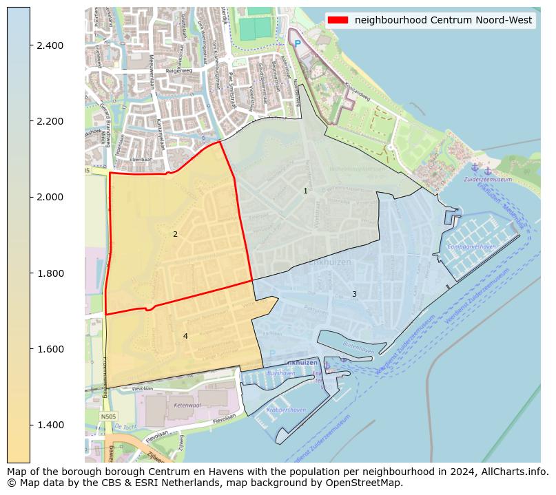 Image of the neighbourhood Centrum Noord-West at the map. This image is used as introduction to this page. This page shows a lot of information about the population in the neighbourhood Centrum Noord-West (such as the distribution by age groups of the residents, the composition of households, whether inhabitants are natives or Dutch with an immigration background, data about the houses (numbers, types, price development, use, type of property, ...) and more (car ownership, energy consumption, ...) based on open data from the Dutch Central Bureau of Statistics and various other sources!