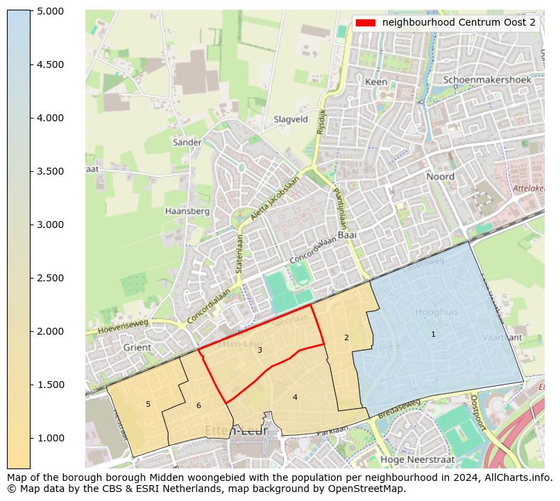 Image of the neighbourhood Centrum Oost 2 at the map. This image is used as introduction to this page. This page shows a lot of information about the population in the neighbourhood Centrum Oost 2 (such as the distribution by age groups of the residents, the composition of households, whether inhabitants are natives or Dutch with an immigration background, data about the houses (numbers, types, price development, use, type of property, ...) and more (car ownership, energy consumption, ...) based on open data from the Dutch Central Bureau of Statistics and various other sources!