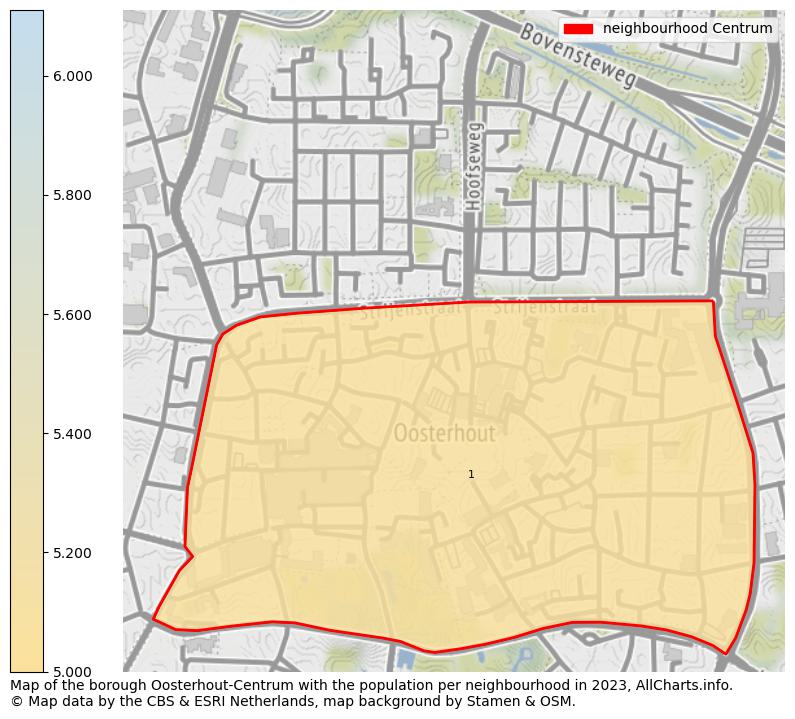 Map of the borough Oosterhout-Centrum with the population per neighbourhood in 2023. This page shows a lot of information about residents (such as the distribution by age groups, family composition, gender, native or Dutch with an immigration background, ...), homes (numbers, types, price development, use, type of property, ...) and more (car ownership, energy consumption, ...) based on open data from the Dutch Central Bureau of Statistics and various other sources!