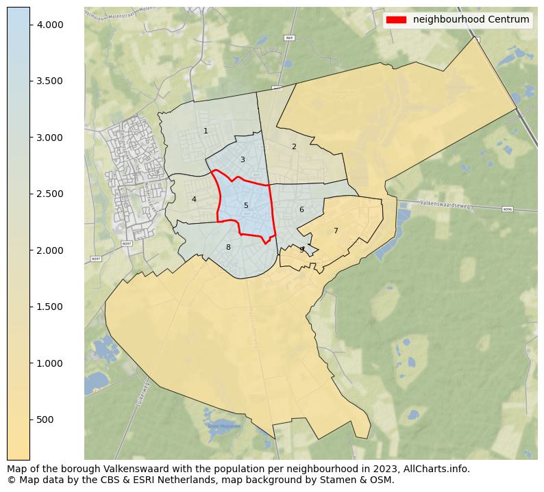Map of the borough Valkenswaard with the population per neighbourhood in 2023. This page shows a lot of information about residents (such as the distribution by age groups, family composition, gender, native or Dutch with an immigration background, ...), homes (numbers, types, price development, use, type of property, ...) and more (car ownership, energy consumption, ...) based on open data from the Dutch Central Bureau of Statistics and various other sources!
