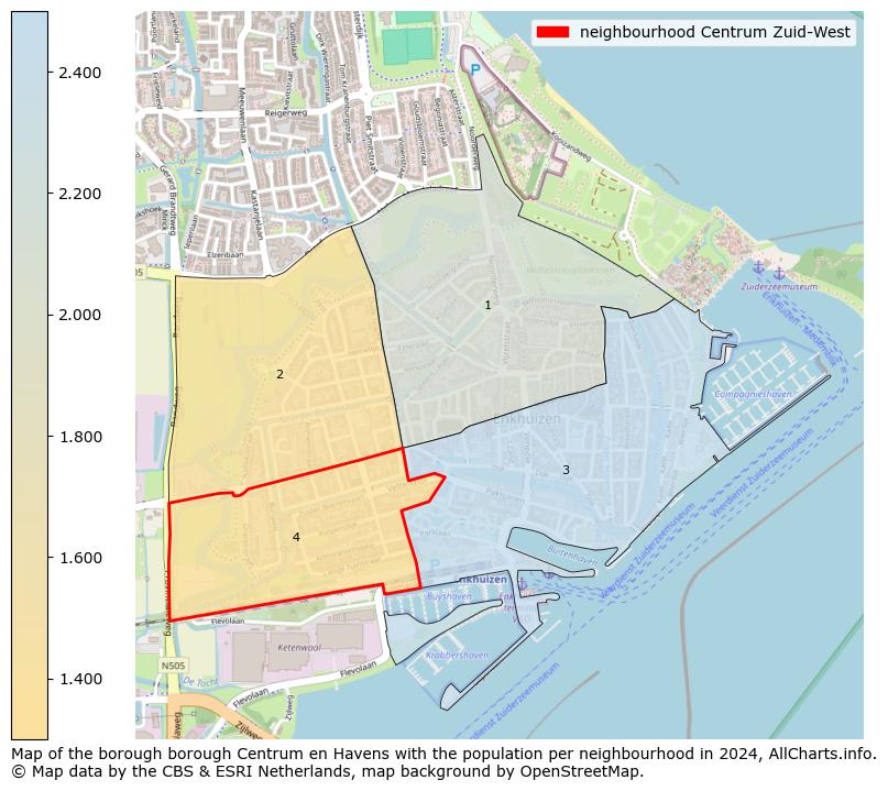 Image of the neighbourhood Centrum Zuid-West at the map. This image is used as introduction to this page. This page shows a lot of information about the population in the neighbourhood Centrum Zuid-West (such as the distribution by age groups of the residents, the composition of households, whether inhabitants are natives or Dutch with an immigration background, data about the houses (numbers, types, price development, use, type of property, ...) and more (car ownership, energy consumption, ...) based on open data from the Dutch Central Bureau of Statistics and various other sources!