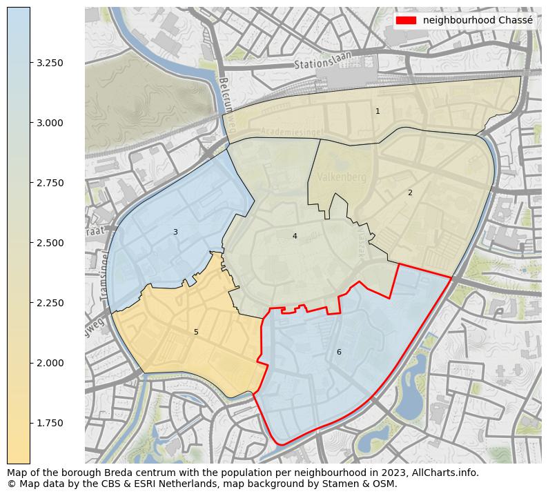 Map of the borough Breda centrum with the population per neighbourhood in 2023. This page shows a lot of information about residents (such as the distribution by age groups, family composition, gender, native or Dutch with an immigration background, ...), homes (numbers, types, price development, use, type of property, ...) and more (car ownership, energy consumption, ...) based on open data from the Dutch Central Bureau of Statistics and various other sources!